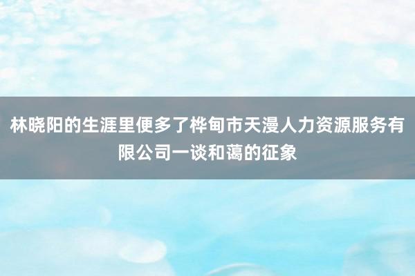 林晓阳的生涯里便多了桦甸市天漫人力资源服务有限公司一谈和蔼的征象